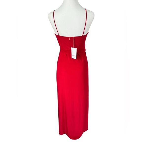 Misa Los Angeles Veronica Dress Red Long Wrap Maxi Stretchy Romantic Glamorous - Picture 8 of 16
